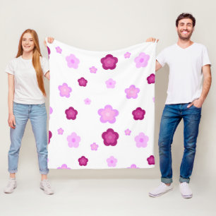 Cute pink flower floral gradient Pattern Fleece Blanket