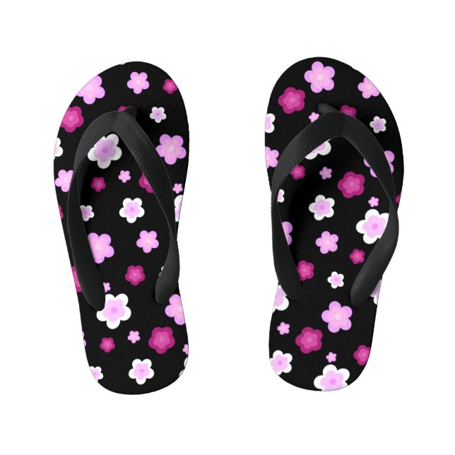 Cute pink flower floral gradient Pattern  Kid's Flip Flops (Footbed)