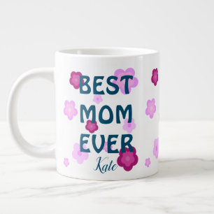 Cute pink flower floral gradient Pattern  Large Coffee Mug