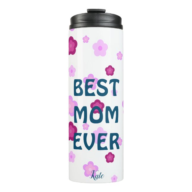Cute pink flower floral gradient Pattern  Thermal Tumbler (Front)