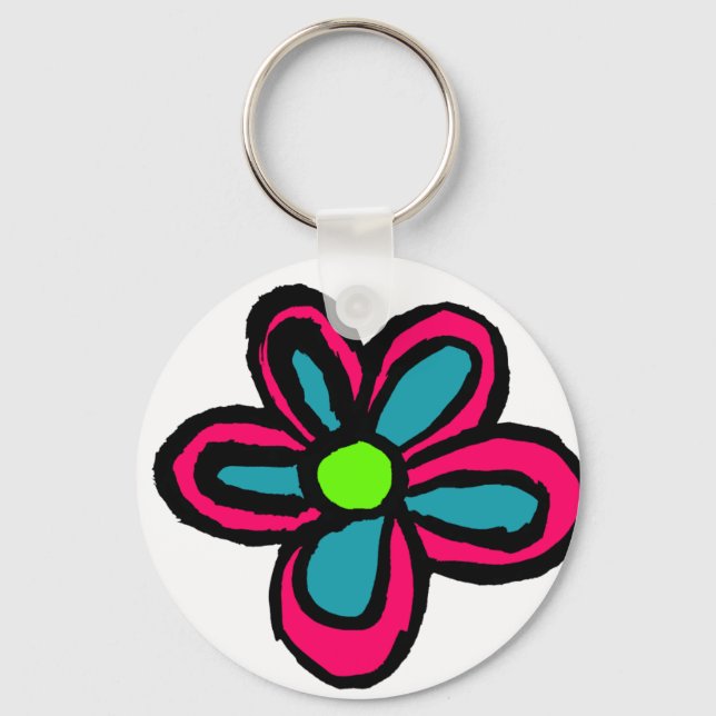 Cute Pink Flower Keychain (Front)