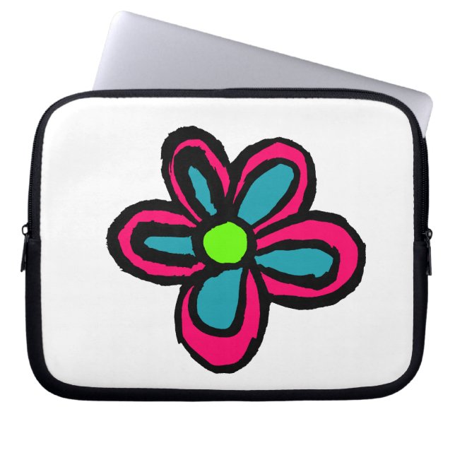 Cute Pink Flower Laptop Sleeve (Front)