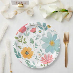 Cute pink flower paper plates