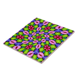 Cute Pink Flower Pattern Tile