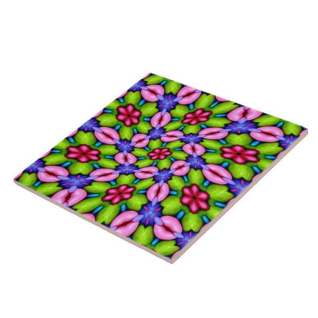 Cute Pink Flower Pattern Tile (Side)