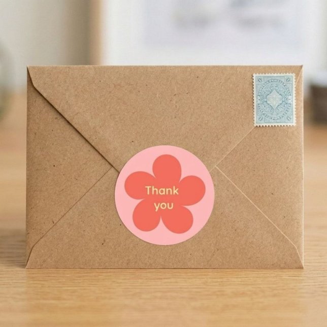 Cute Pink Flower Thank You Sticker  (Creator Uploaded)