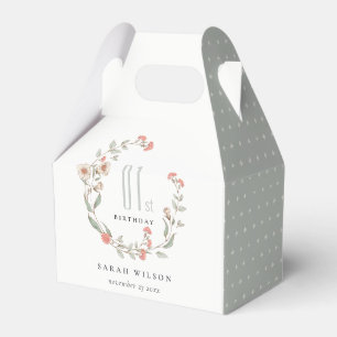 Cute Pink Flower Wreath Girl Any Year Birthday Favor Box