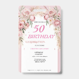Cute Pink Flowers Birthday Badge