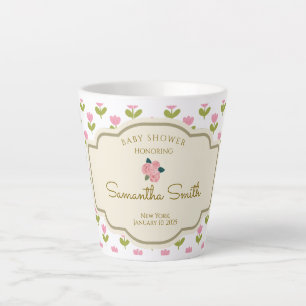 cute pink flowers latte mug