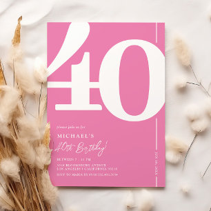 Cute Pink Forty 40th Birthday Party Invitations