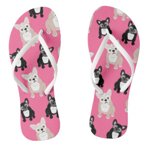 Cute Pink Frenchies French Bulldogs Flip Flops