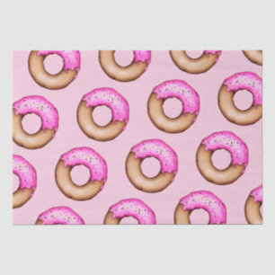 Cute Pink Frosted Doughnuts with Sprinkles Pattern Tissue Paper