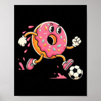 Cute Pink Frosted Snack Playing Soccer Fun Cartoon