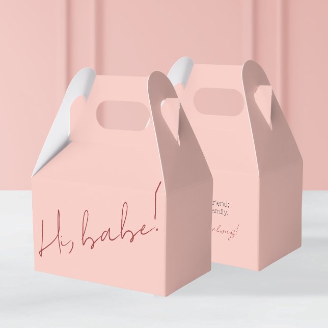 Cute Pink Galentine's Day Babe Red Script Message Favor Box (Cute Pink Galentine's Day Babe Red Script Message Favor Boxes)