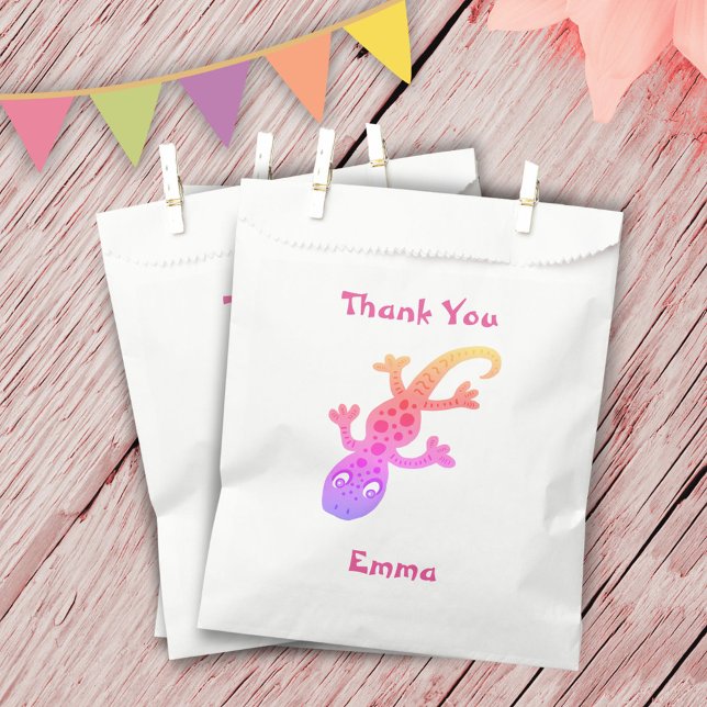 Cute Pink Gecko Lizard Girly Birthday Thank You Favour Bag (Creator Uploaded)