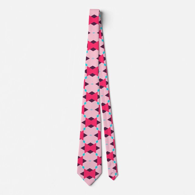 Cute Pink Geometric Pattern Tie (Front)