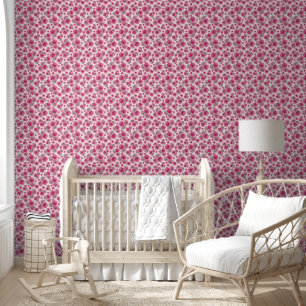 Cute Pink Gerbera Daisies Floral Peel and Stick Wallpaper