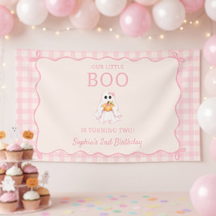 Cute Pink Ghost Halloween Birthday Banner