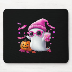 Cute Pink Ghost Halloween - Funny Retro Ghost with Mouse Pad