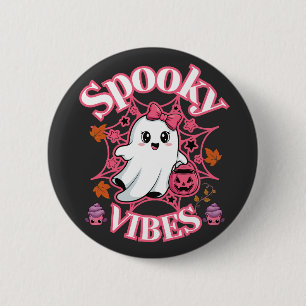 Cute Pink Ghost Spooky Vibes Art 2 Inch Round Button