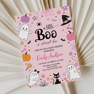 Cute pink ghosts Halloween boo baby shower Invitation