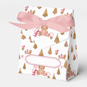 Cute Pink Gingerbread Candy Cane Tent Favour Box