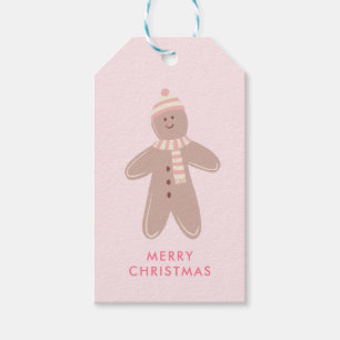 Cute pink Gingerbread First Christmas Gift Tags