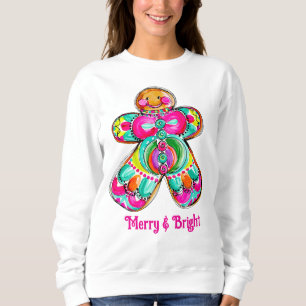 Cute Pink Gingerbread Man Preppy Coquette Sweatshirt