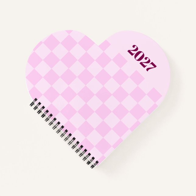Cute Pink Gingham 2027 Weekly Planner Notebook (Front)