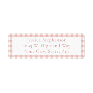 Cute Pink Gingham Cottagecore Return Address