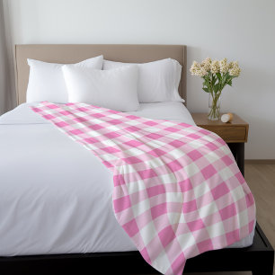 Cute Pink Gingham Pattern Fleece Blanket