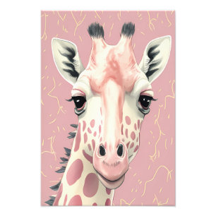 Cute Pink Giraffe Photo Print