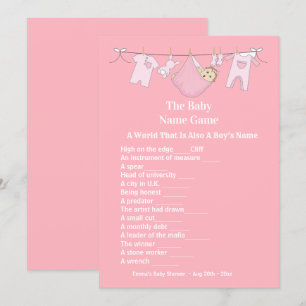 Cute Pink Girl Baby Shower Guessing Game Invitation