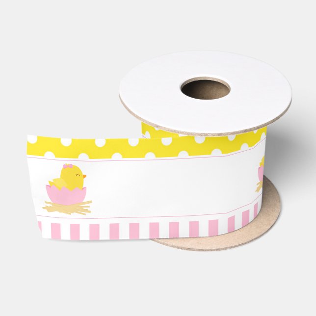 Cute Pink Girl Chick Baby Shower Party Satin Ribbon (Spool)