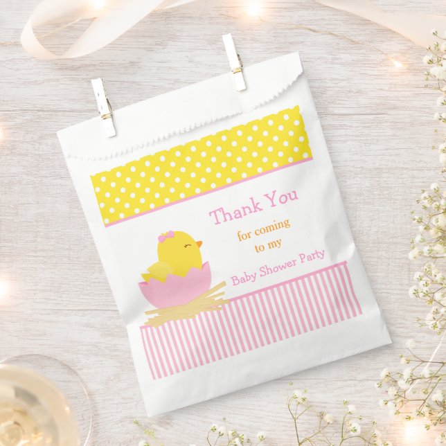 Cute Pink Girl Chick Shower Party Favour Bag (Clipped)
