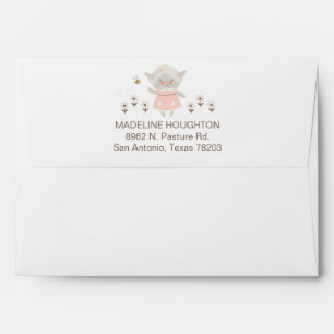 Cute Pink Girl Lamb Baby Shower Envelope