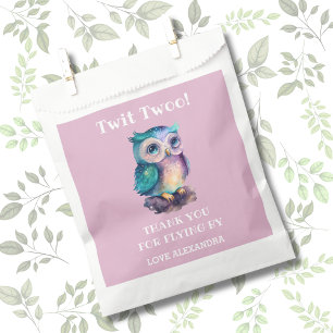 Cute Pink Girl Owl Birthday Thank You Favour Bag