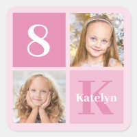 Cute Pink Girl Photo Collage Custom Birthday Party