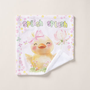Cute Pink Girl Rubber Duck  Wash Cloth