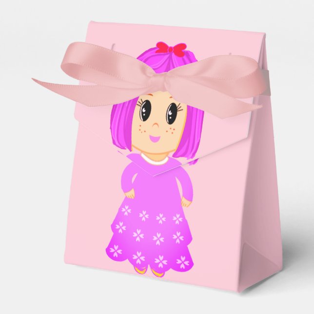 Cute Pink Girl Thank You Favor Box (Front Side)