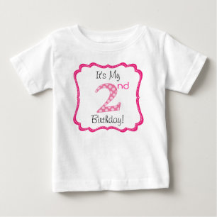 Cute Pink Girl's Second Birthday Baby T-Shirt
