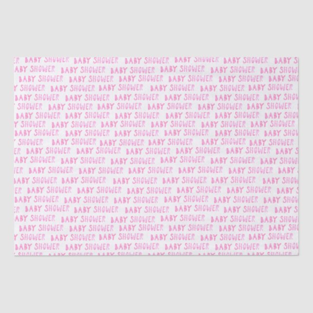Cute Pink Girly Baby Shower Typography Tissue Paper (Front)