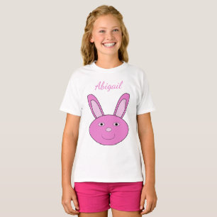 Cute Pink Girly Bunny Face Spring East Custom Name T-Shirt
