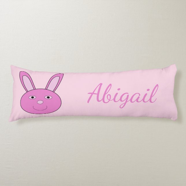 Cute Pink Girly Bunny Face Spring Easter Custom Body Pillow (Front)