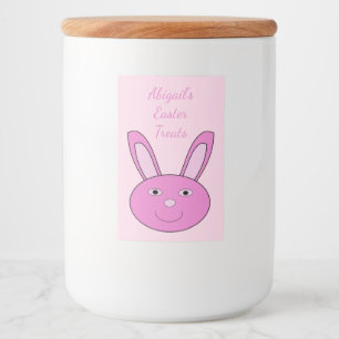Cute Pink Girly Bunny Face Spring Easter Custom Food Label