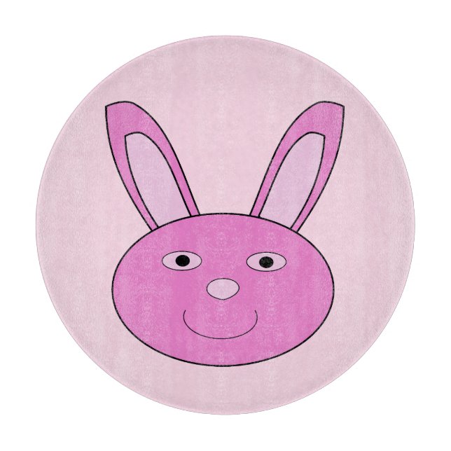 Cute Pink Girly Bunny Face Spring Easter Cutting Board (Front)