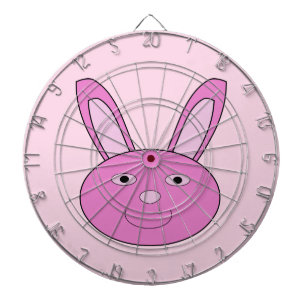 Cute Pink Girly Bunny Face Spring Easter Dartboard