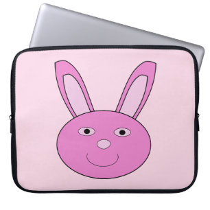 Cute Pink Girly Bunny Face Spring Easter Laptop Sleeve