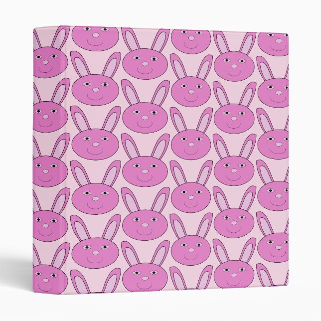 Cute Pink Girly Bunny Face Spring Easter Patterned Binder (Front/Spine)