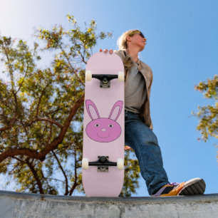 Cute Pink Girly Bunny Face Spring Easter Skateboard